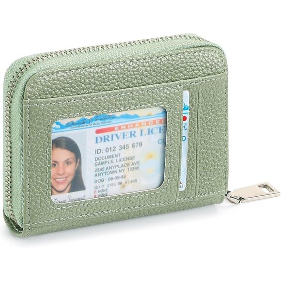 Accessories - RFID Credit Card Holder,Small Genuine Zipper Leather Card Case Wallet for Women